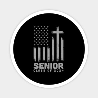 Class Of 2024 Senior 24 Usa Flag Cross Christian Graduation Magnet